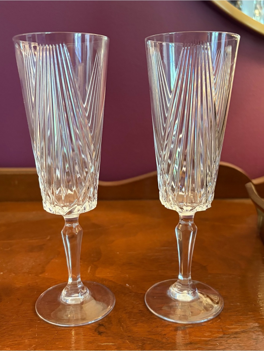 Crystal D’Arques-Durand Combourg Line lead crystal Champagne Flutes set of 2